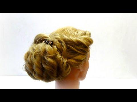 Прическа на вечер. Прическа на праздник. Evening Hairstyle For Medium Hair