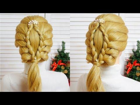 Прическа с Плетением для Средних и Длинных Волос/ Hairstyle Tutorial