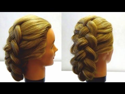 Прическа с плетением Плетение косы из 4 прядей Four (4) Strand Braid Hairstyle