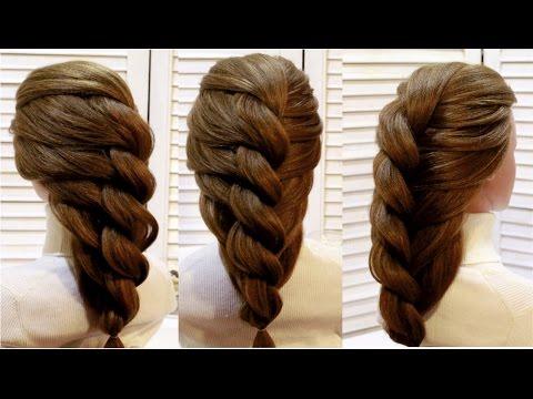 Прическа с плетением из жгута на основе гофре. Braided Hairstyle