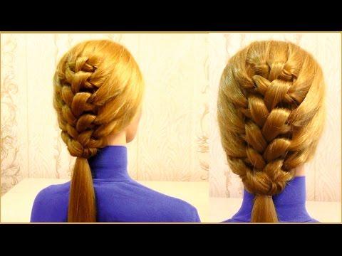 Прическа в школу на средние волосы. Плетение косичек. Girls Hairstyle For School