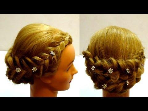 Прическа с плетением на средние волосы. Косы. Braid Hairstyle For Medium Hair