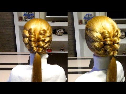 Простая прическа с плетением из узелков. Прическа в школу. Easy Hairstyle