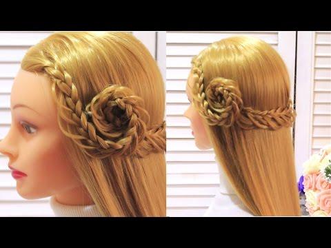 Плетение Косичек.Ажурная Коса с Цветком из Волос. Braided Flower