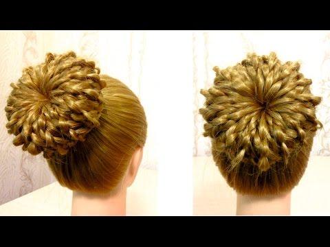 Пучок из волос на основе 4 х прядной косы. Видео урок 2. Hair Donut Bun