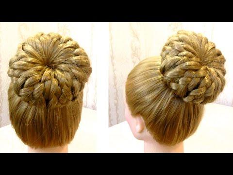 Прическа пучок с косами. Hairstyle With Cushion. Видео урок 6