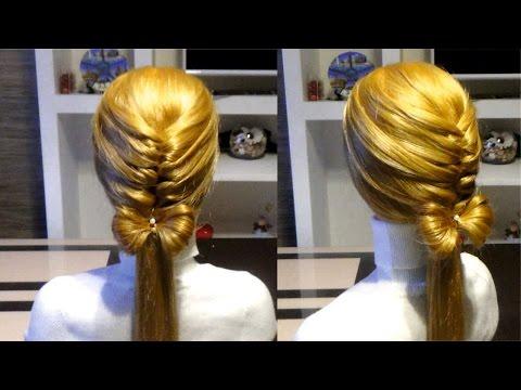 Простая прическа в школу с плетением. Прическа на 8 марта. Easy Hairstyle